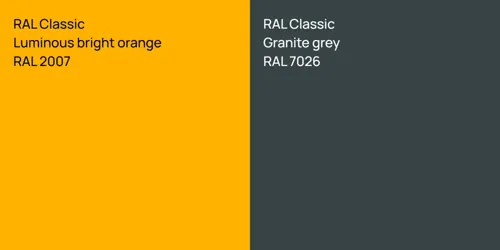 RAL 2007  Luminous bright orange vs RAL 7026  Granite grey