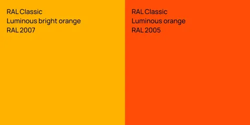 RAL 2007  Luminous bright orange vs RAL 2005  Luminous orange