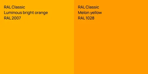 RAL 2007  Luminous bright orange vs RAL 1028  Melon yellow