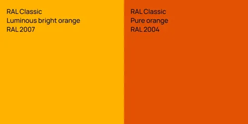 RAL 2007  Luminous bright orange vs RAL 2004  Pure orange