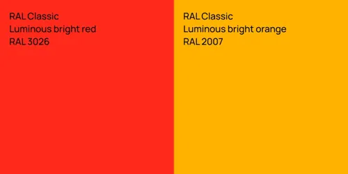 RAL 3026  Luminous bright red vs RAL 2007  Luminous bright orange