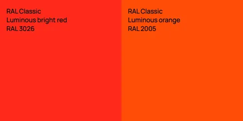RAL 3026  Luminous bright red vs RAL 2005  Luminous orange