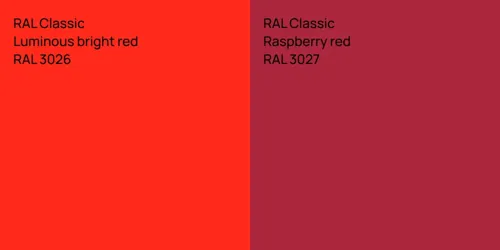 RAL 3026  Luminous bright red vs RAL 3027  Raspberry red