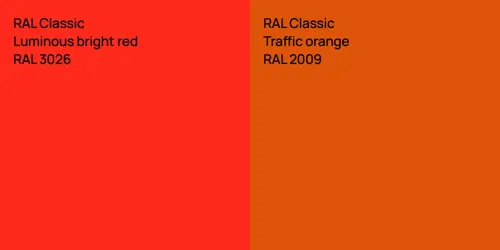 RAL 3026  Luminous bright red vs RAL 2009  Traffic orange