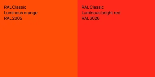 RAL 2005  Luminous orange vs RAL 3026  Luminous bright red