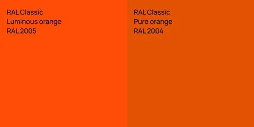 RAL 2005  Luminous orange vs RAL 2004  Pure orange