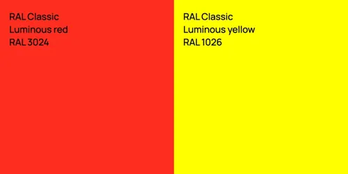 RAL 3024  Luminous red vs RAL 1026  Luminous yellow