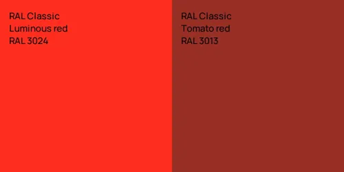 RAL 3024  Luminous red vs RAL 3013  Tomato red