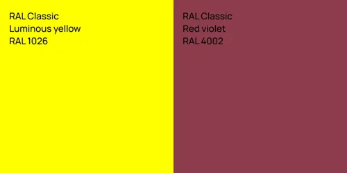 RAL 1026  Luminous yellow vs RAL 4002  Red violet