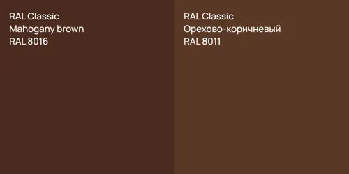 RAL 8016  Mahogany brown vs RAL 8011 Орехово-коричневый