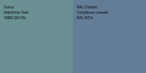 10BG 26/134 Maritime Teal vs RAL 5014 Голубино-синий