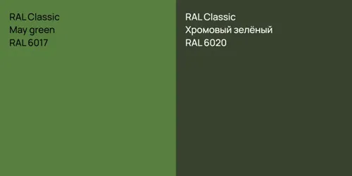 RAL 6017 May green vs RAL 6020 Хромовый зелёный