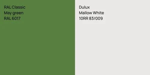 RAL 6017 May green vs 10RR 83/009 Mallow White