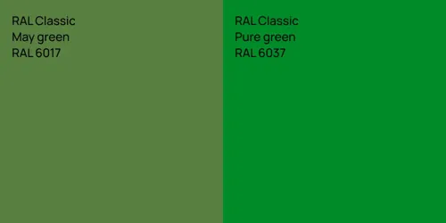 RAL 6017 May green vs RAL 6037 Pure green