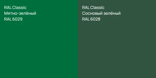 RAL 6029 Мятно-зелёный vs RAL 6028 Сосновый зелёный