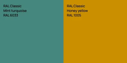 RAL 6033  Mint turquoise vs RAL 1005  Honey yellow