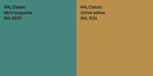RAL 6033  Mint turquoise vs RAL 1024  Ochre yellow