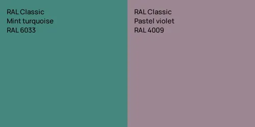 RAL 6033 Mint turquoise vs RAL 4009 Pastel violet