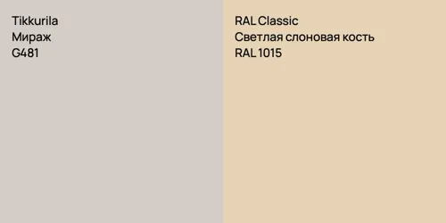 G481 Мираж vs RAL 1015 Светлая слоновая кость