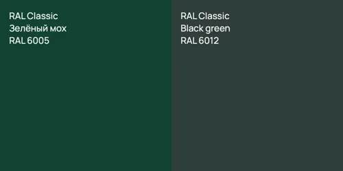 RAL 6005 Зелёный мох vs RAL 6012  Black green