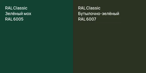 RAL 6005 Зелёный мох vs RAL 6007 Бутылочно-зелёный