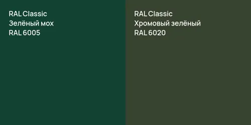 RAL 6005 Зелёный мох vs RAL 6020 Хромовый зелёный