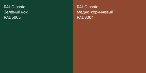 RAL 6005 Зелёный мох vs RAL 8004 Медно-коричневый