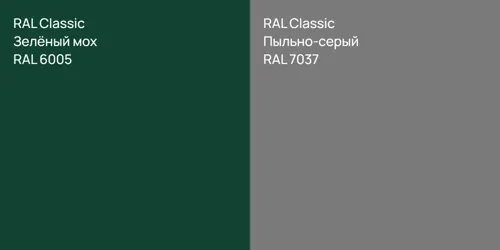 RAL 6005 Зелёный мох vs RAL 7037 Пыльно-серый
