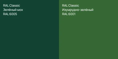 RAL 6005 Зелёный мох vs RAL 6001 Изумрудно-зелёный