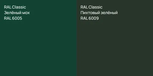 RAL 6005 Зелёный мох vs RAL 6009 Пихтовый зелёный