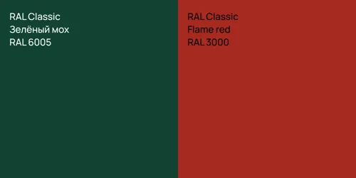 RAL 6005 Зелёный мох vs RAL 3000 Flame red