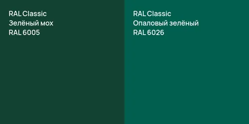 RAL 6005 Зелёный мох vs RAL 6026 Опаловый зелёный