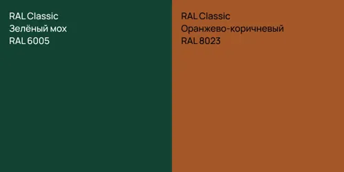 RAL 6005 Зелёный мох vs RAL 8023 Оранжево-коричневый