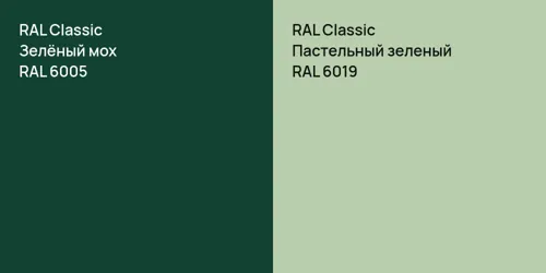 RAL 6005 Зелёный мох vs RAL 6019 Пастельный зеленый