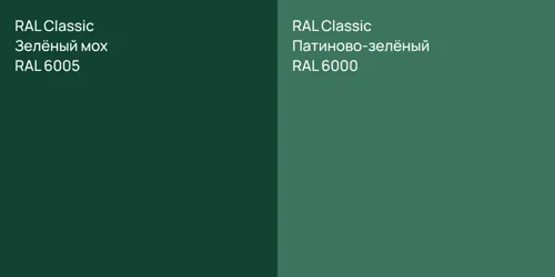 RAL 6005 Зелёный мох vs RAL 6000 Патиново-зелёный