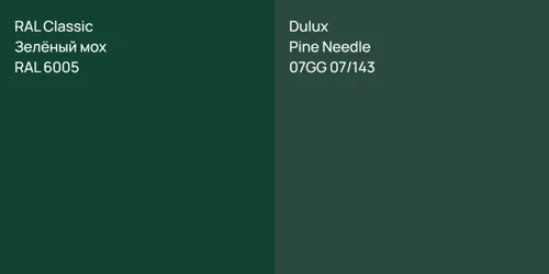 RAL 6005 Зелёный мох vs 07GG 07/143 Pine Needle