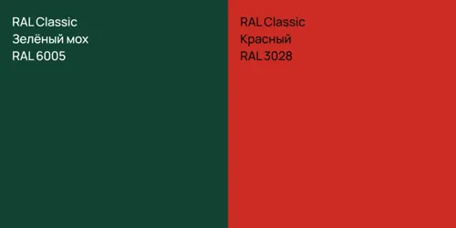 RAL 6005 Зелёный мох vs RAL 3028 Красный