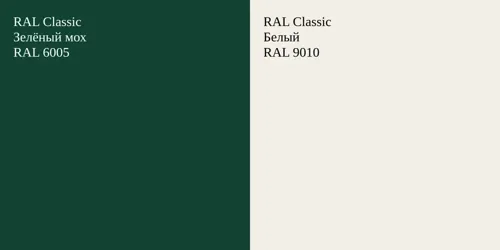 RAL 6005 Зелёный мох vs RAL 9010 Белый
