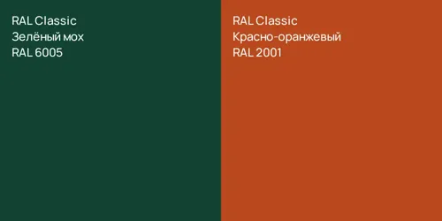 RAL 6005 Зелёный мох vs RAL 2001 Красно-оранжевый