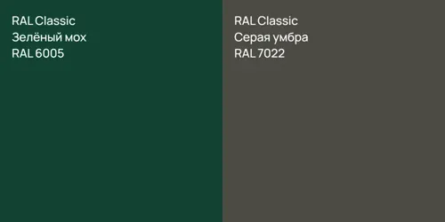 RAL 6005 Зелёный мох vs RAL 7022 Серая умбра