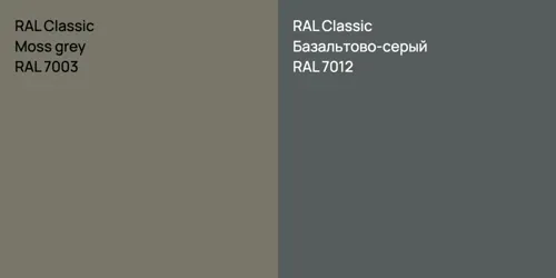 RAL 7003  Moss grey vs RAL 7012 Базальтово-серый