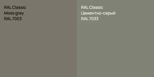 RAL 7003  Moss grey vs RAL 7033 Цементно-серый
