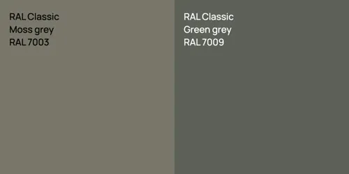 RAL 7003  Moss grey vs RAL 7009  Green grey