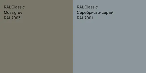RAL 7003  Moss grey vs RAL 7001 Серебристо-серый