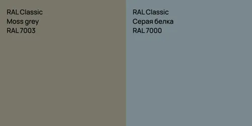 RAL 7003  Moss grey vs RAL 7000 Серая белка