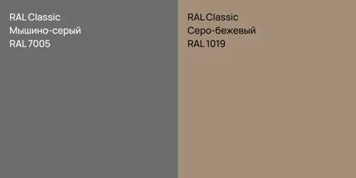 RAL 7005 Мышино-серый vs RAL 1019 Серо-бежевый