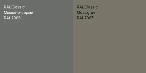 RAL 7005 Мышино-серый vs RAL 7003  Moss grey