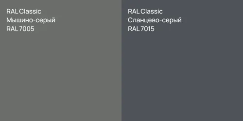 RAL 7005 Мышино-серый vs RAL 7015 Сланцево-серый