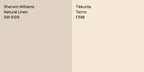 SW 9109 Natural Linen vs F398 Тесто