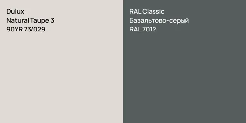 90YR 73/029 Natural Taupe 3 vs RAL 7012 Базальтово-серый